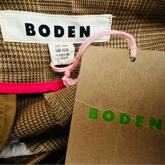 Boden Kew Check Side Stripe Trousers in Brown & Pink - Picture 8 of 9